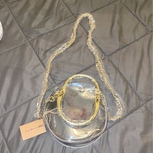 Clear purse with gold chain